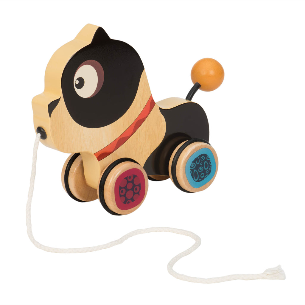 Wooden puppy pull toy