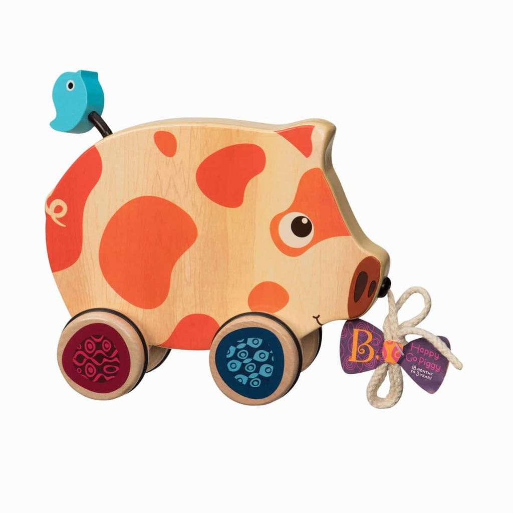 Wooden piggy pull toy