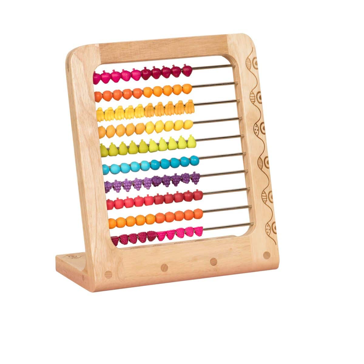 Fruit-themed wooden abacus.
