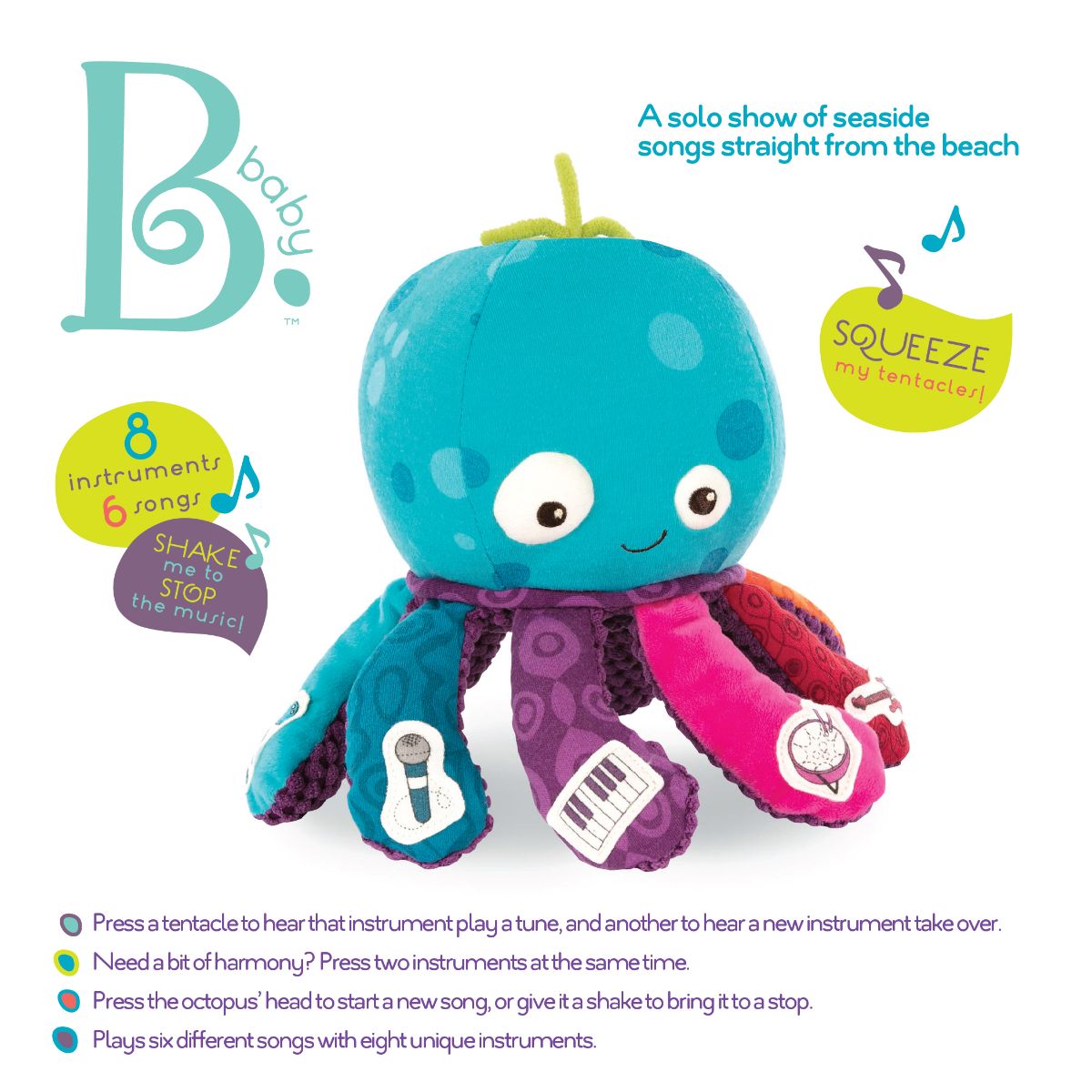 Musical octopus plushie