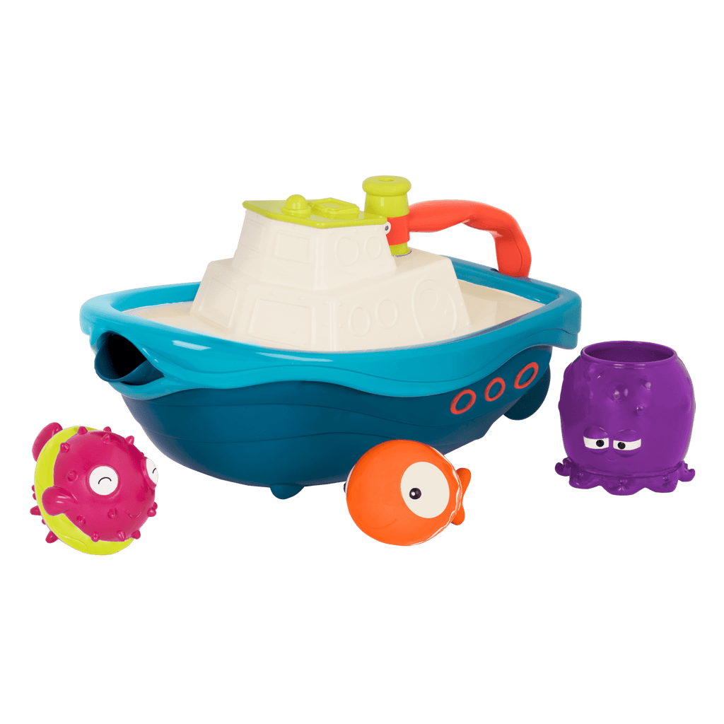 Bath playset with boat storage