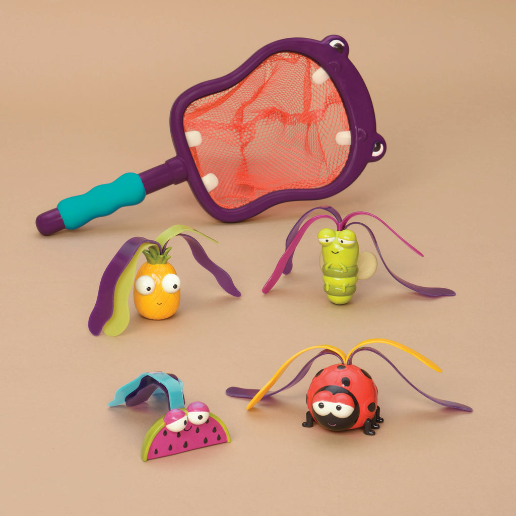 Pool playset with hippo design net.