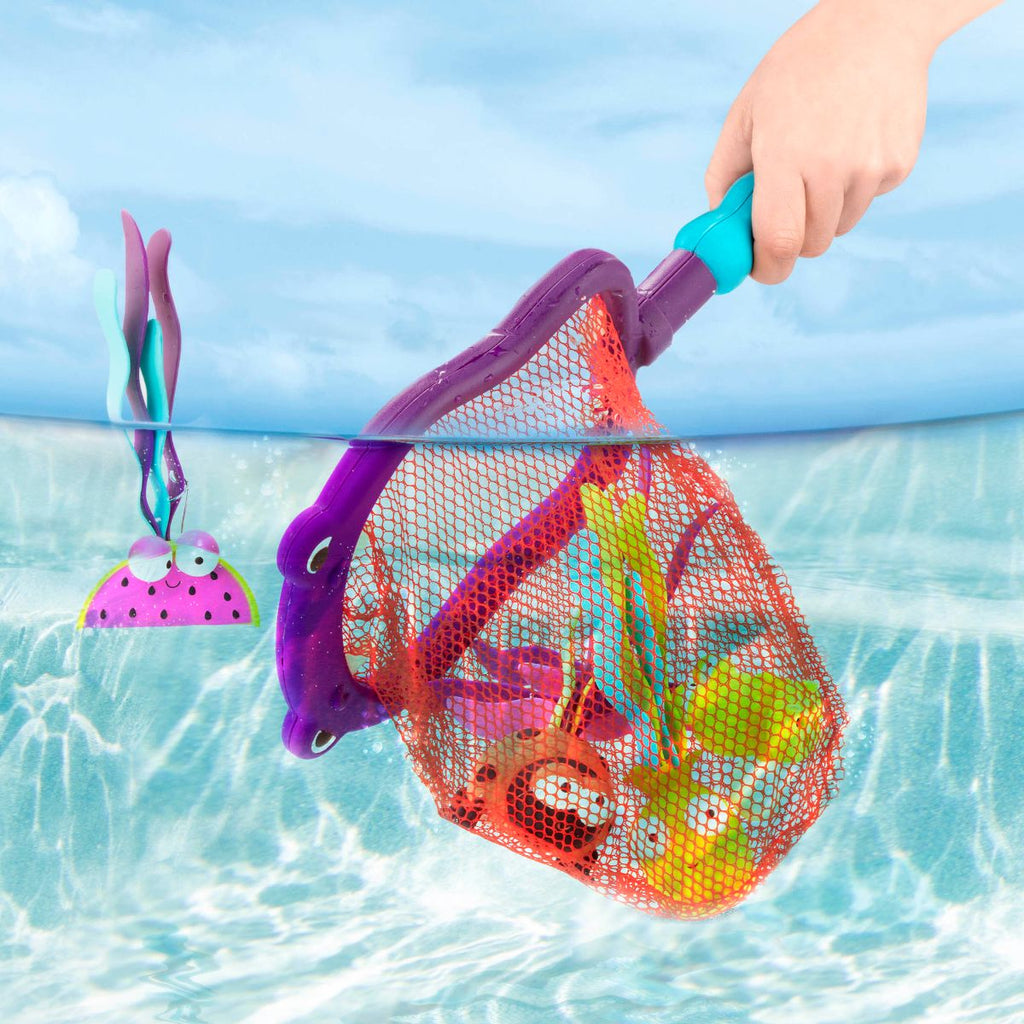 Pool playset with hippo design net.