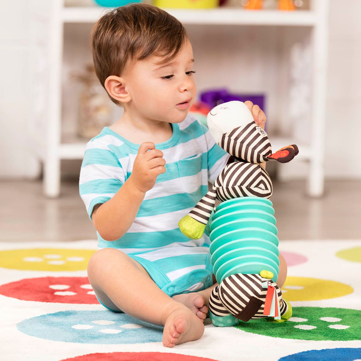 Squeezy Zeeby | Sensory Zebra Plush | B. baby – MaisonBattat