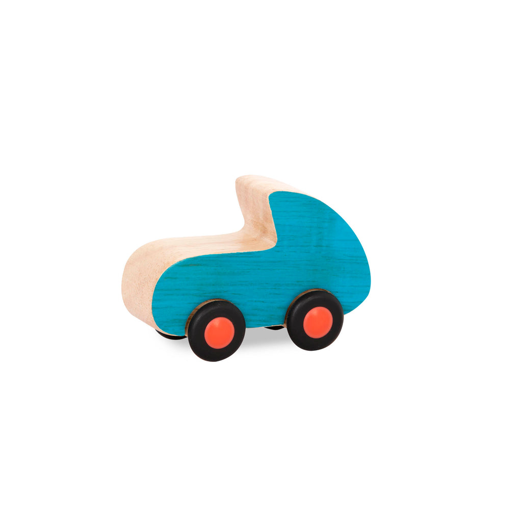 Mini wooden blue race car