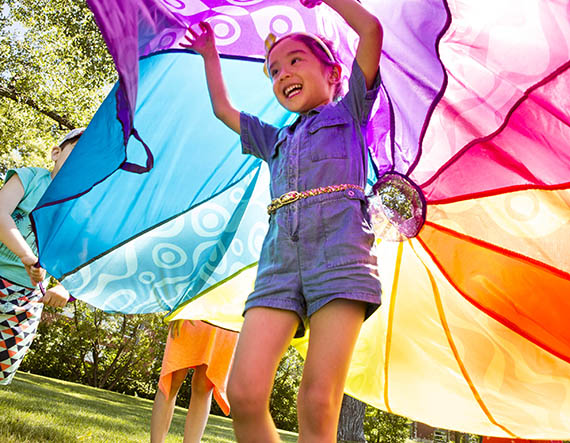 Colorful play parachute and balls