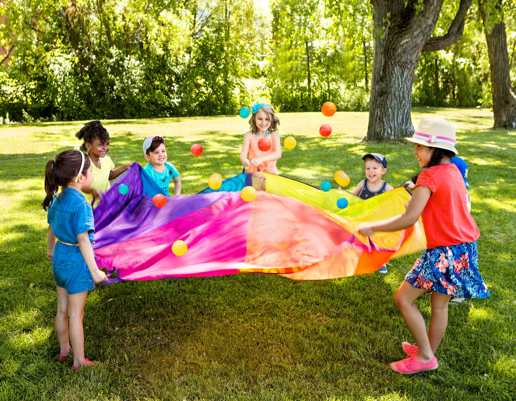 Colorful play parachute and balls