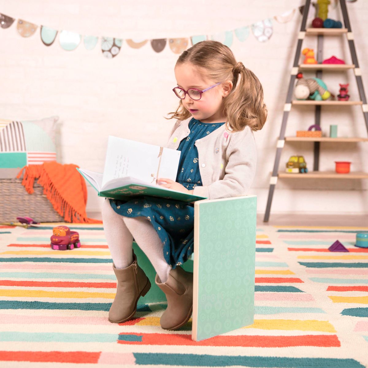 Wooden mint chair doubles as step stool