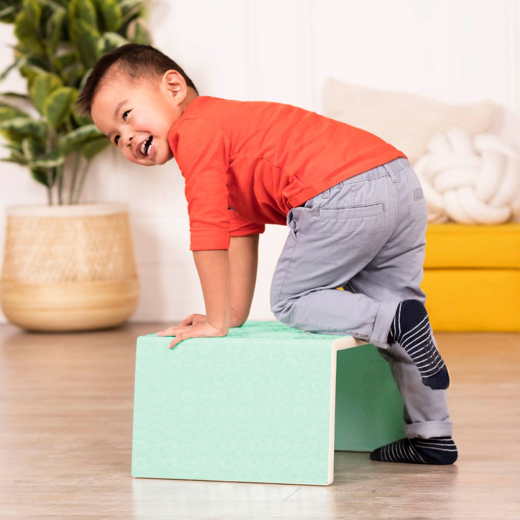Wooden mint chair doubles as step stool
