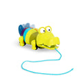 Pull-along crocodile toy.