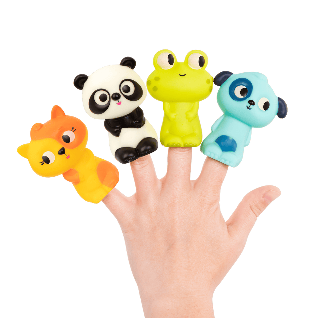 Animal finger puppets for baby bath