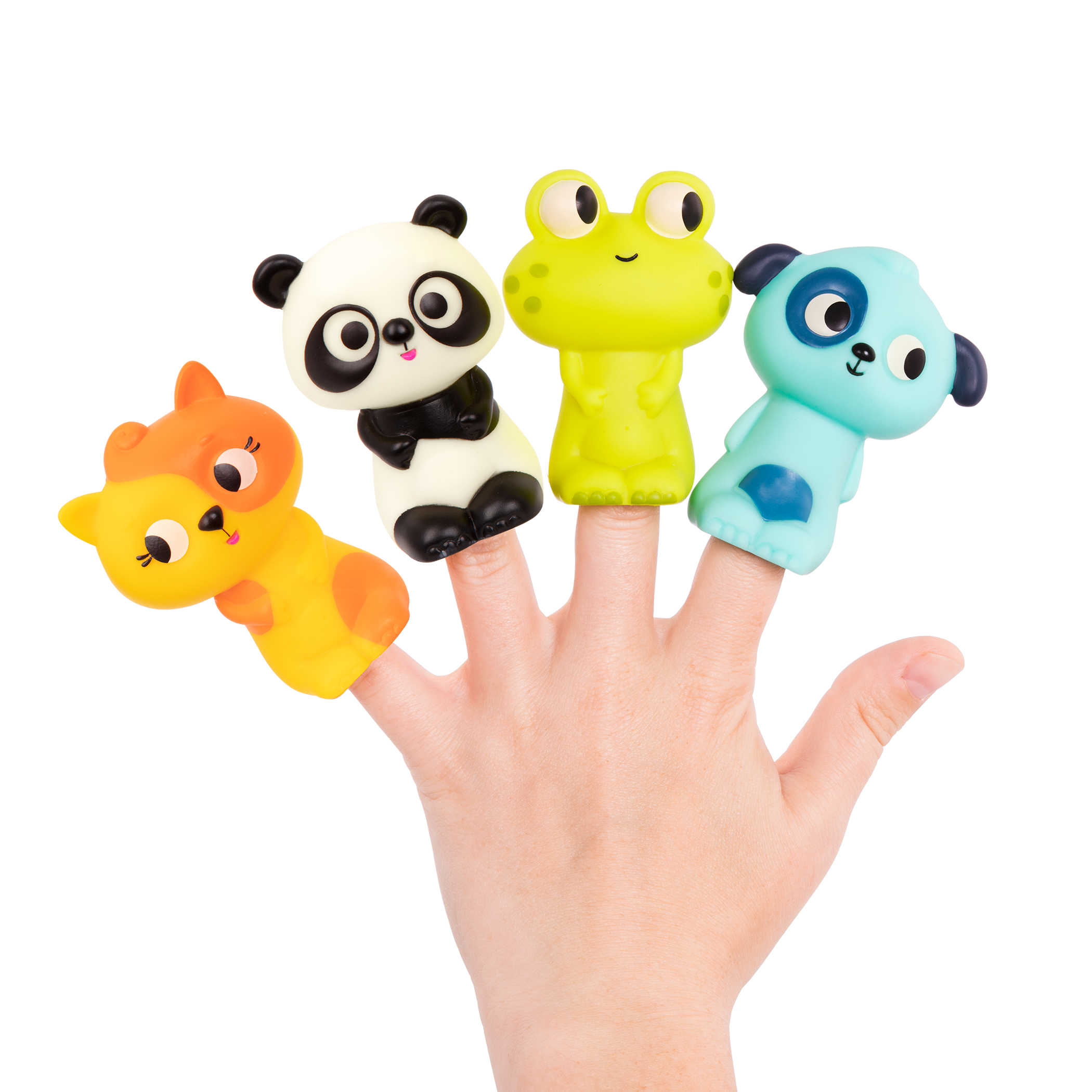 Animal finger puppets for baby bath