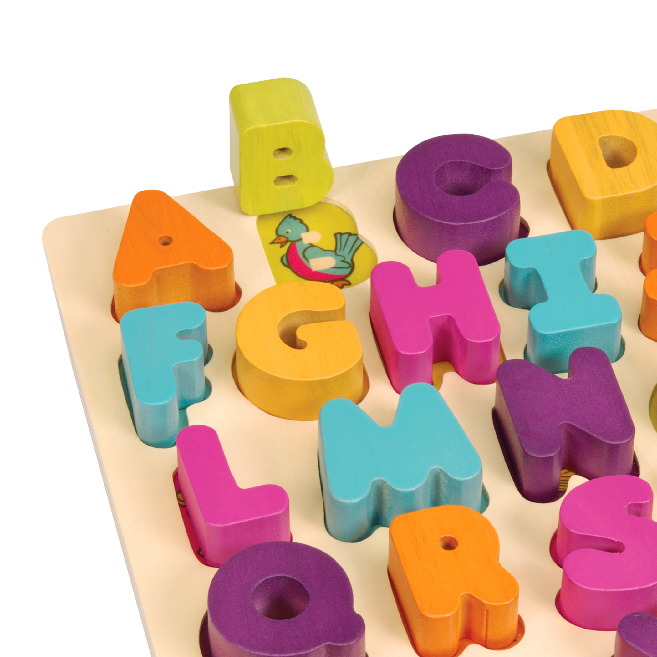 Wooden alphabet puzzle.