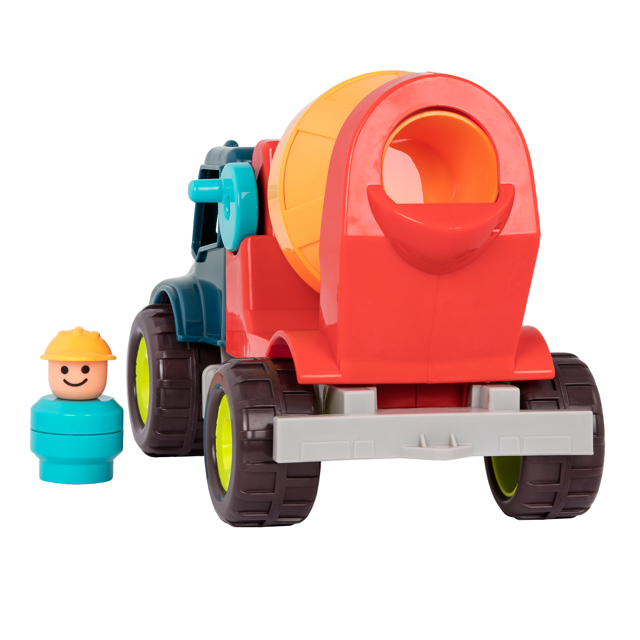 Toy cement mixer with driver.