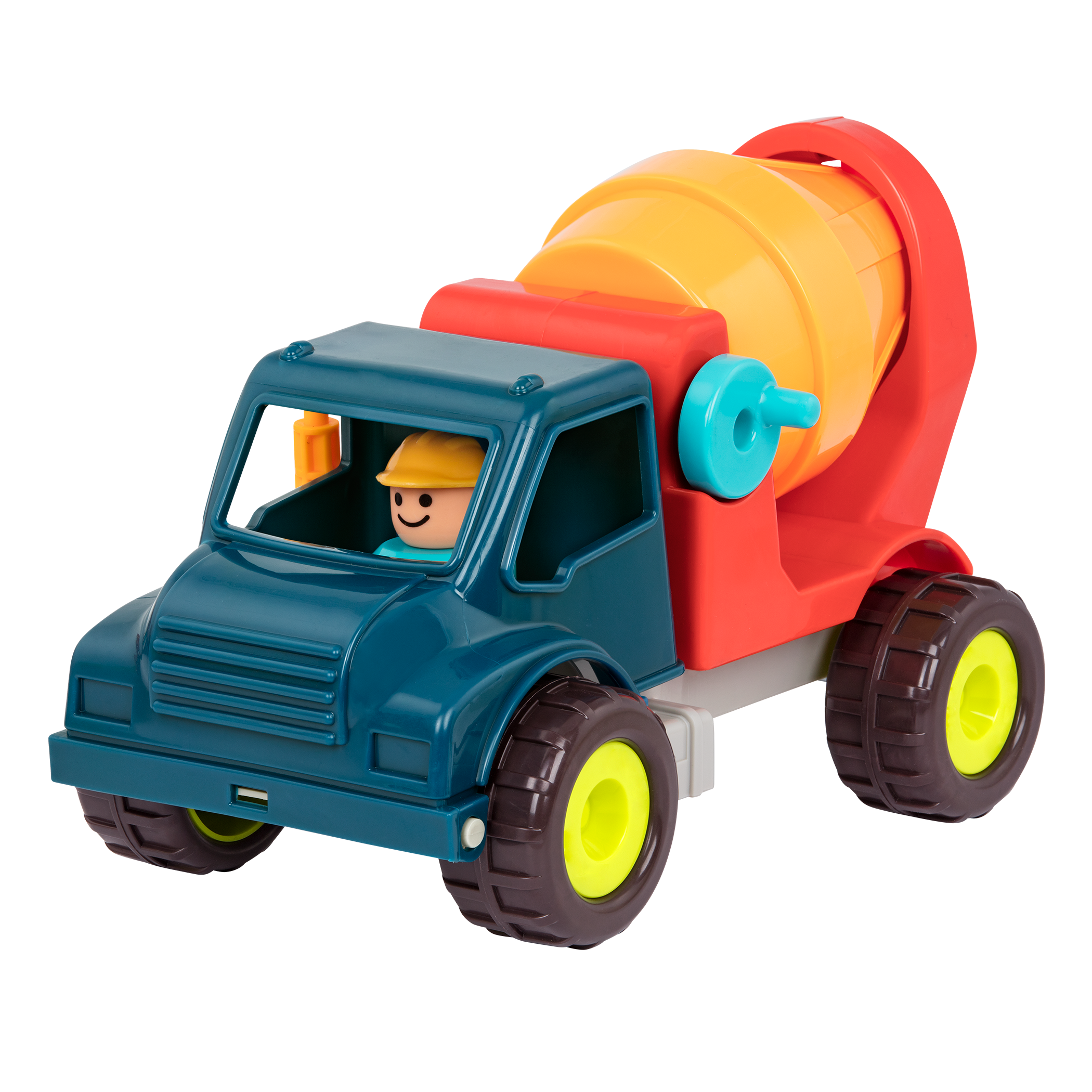 Toy cement mixer with driver.