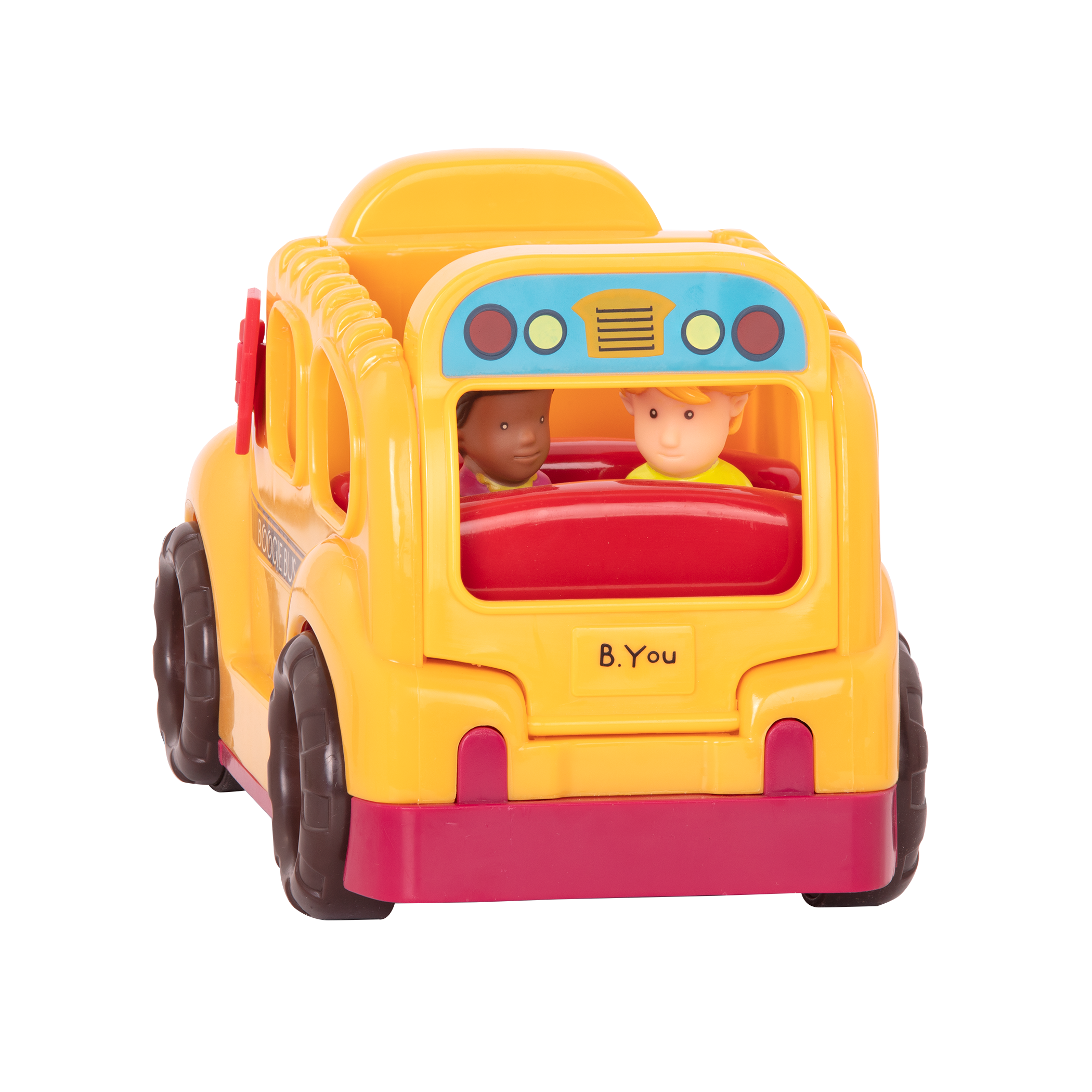 Toy school bus with driver and passengers