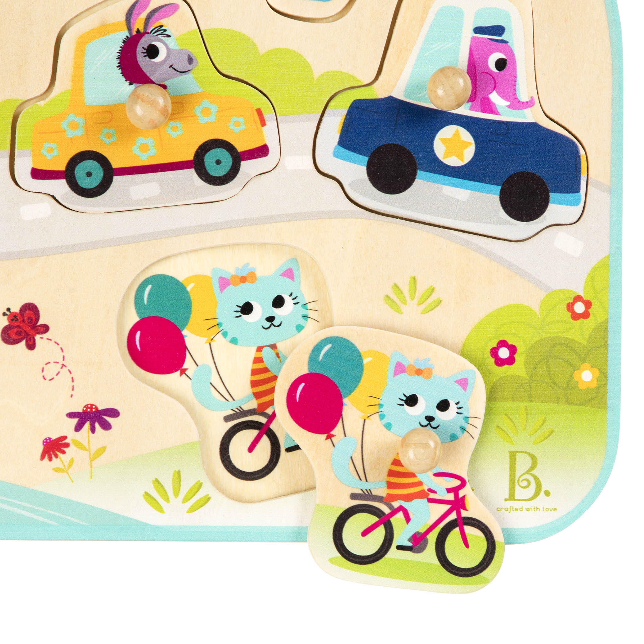 Vehicles and animals peg puzzle.