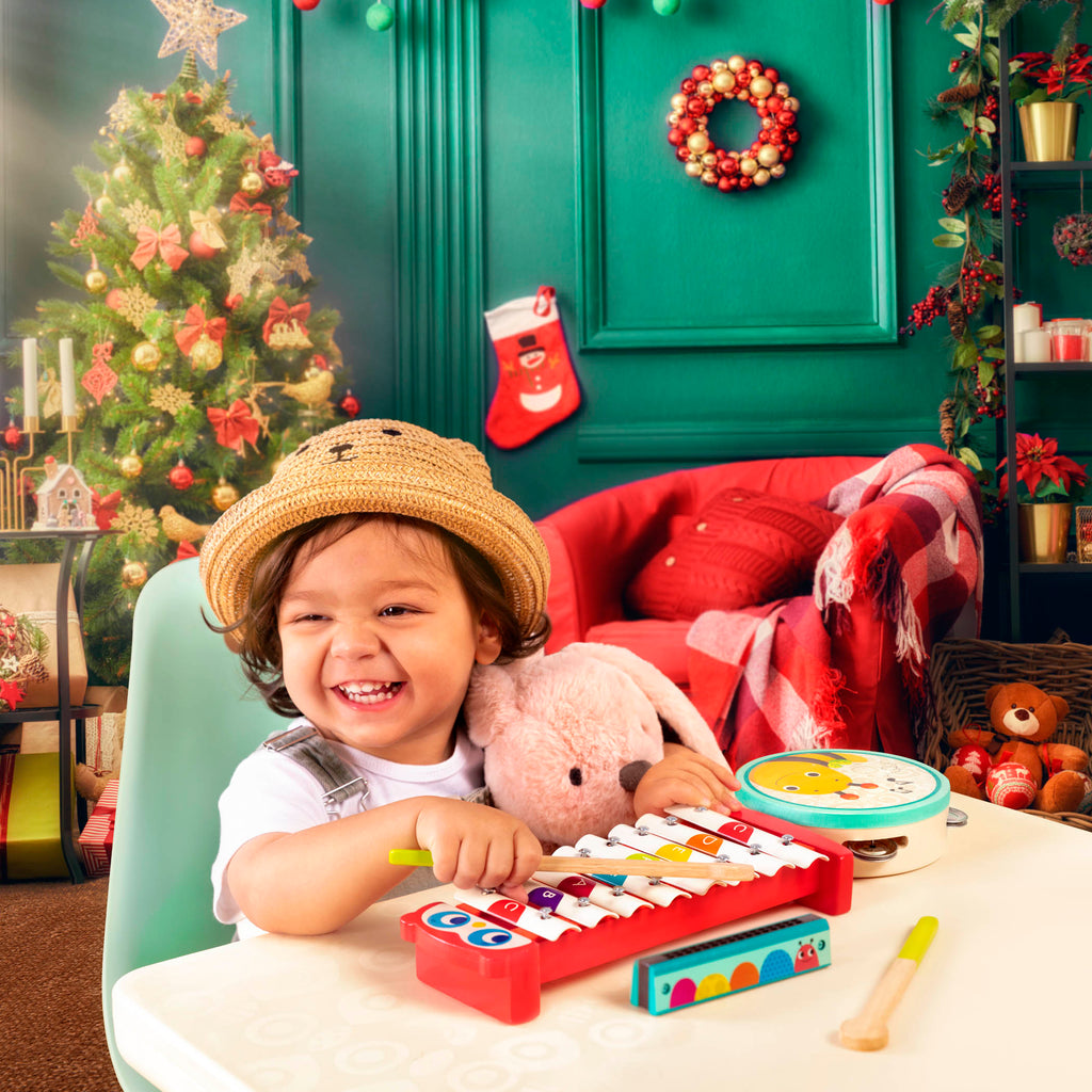 Three wooden musical instruments.