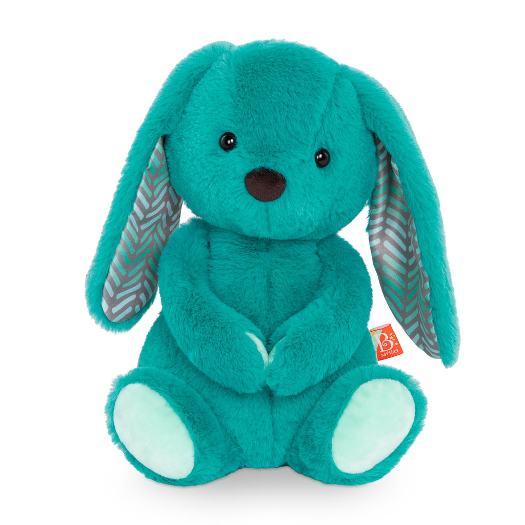 Teal plush bunny.