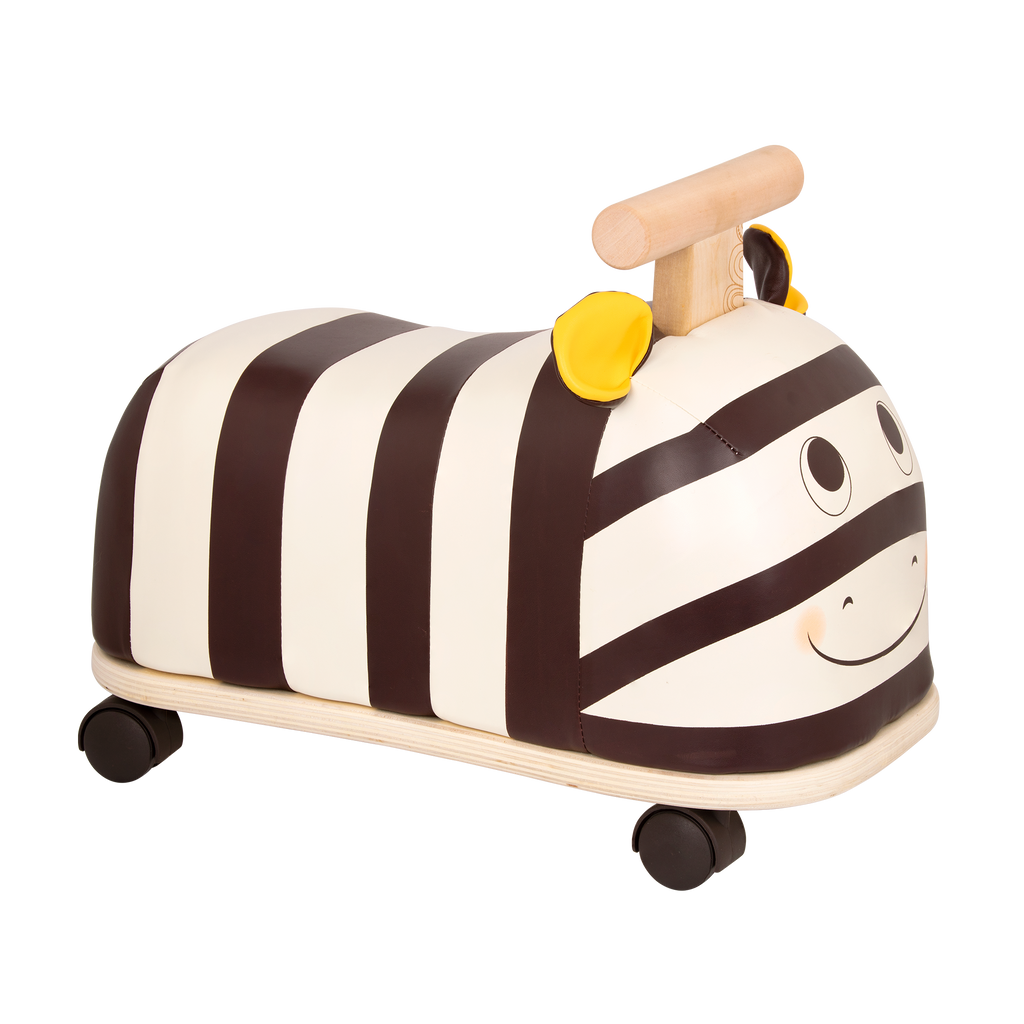 Wooden zebra ride-on.