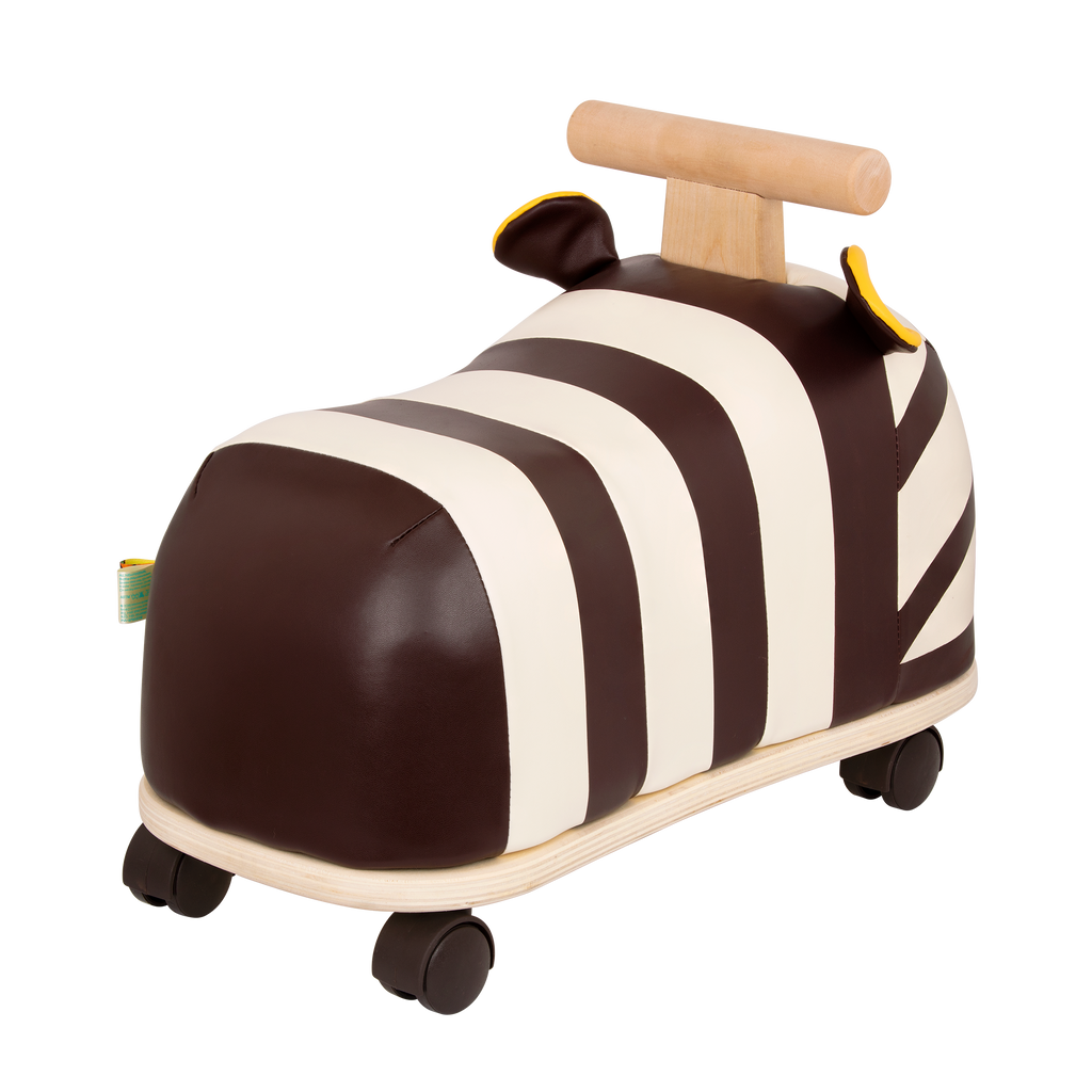 Wooden zebra ride-on.