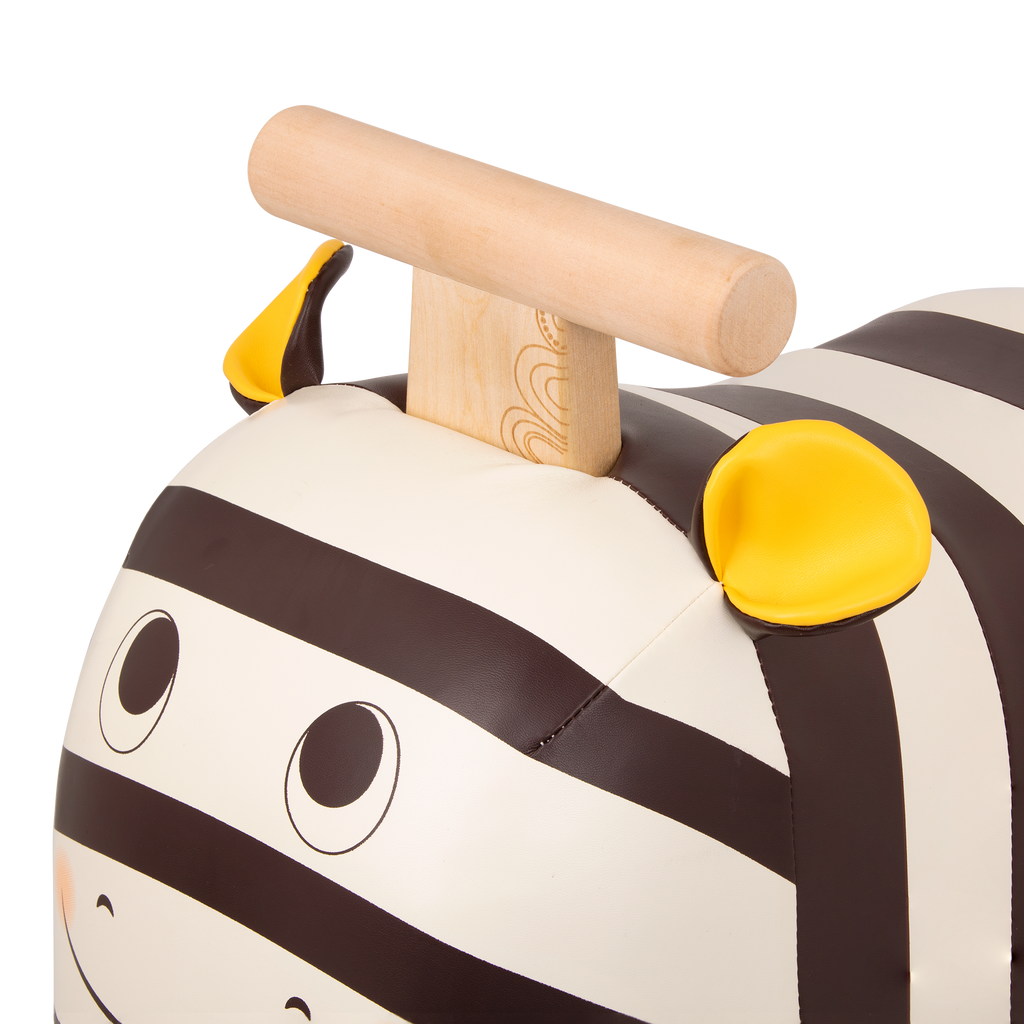 Wooden zebra ride-on.