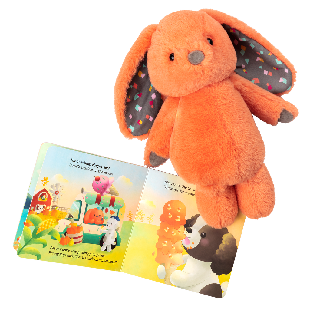 Plush bunny and board book.