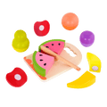 Wooden toy fruits.