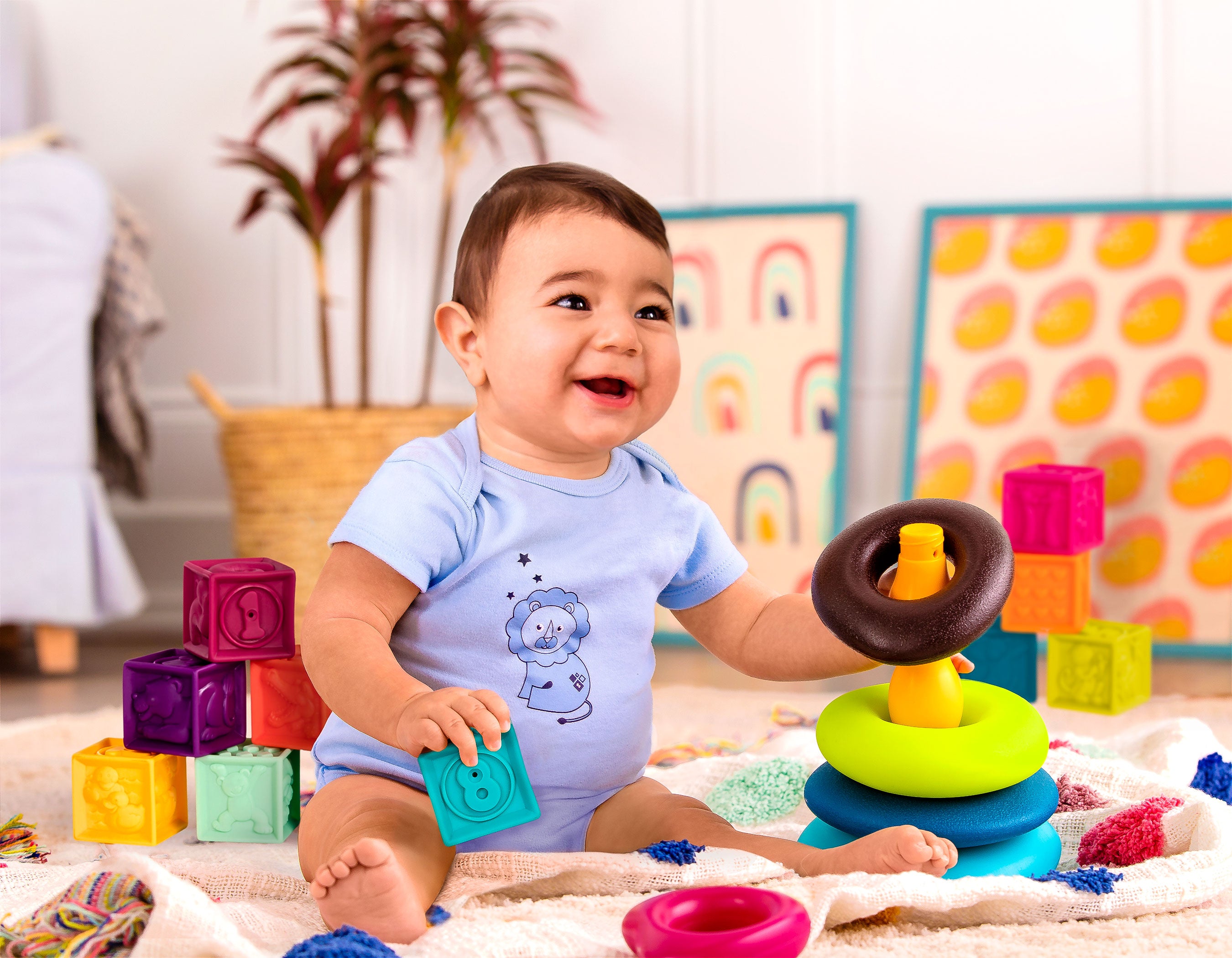 Building blocks and stacking rings.