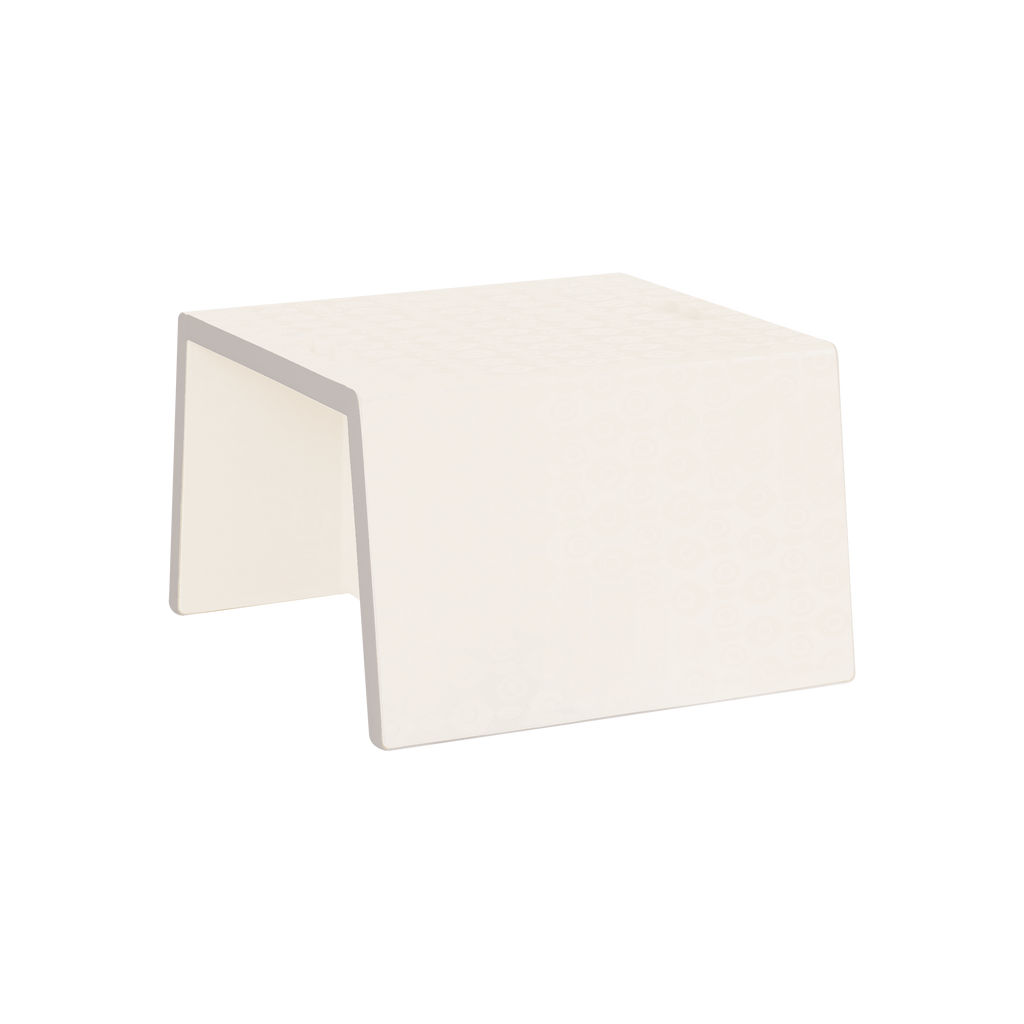 Ivory chair doubles as step stool.