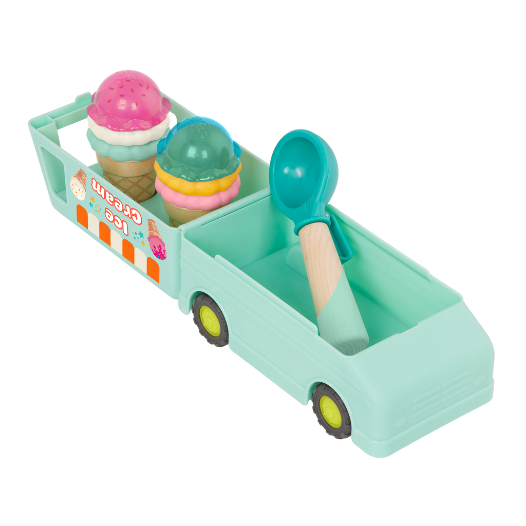 Toy ice cream truck with scoops.
