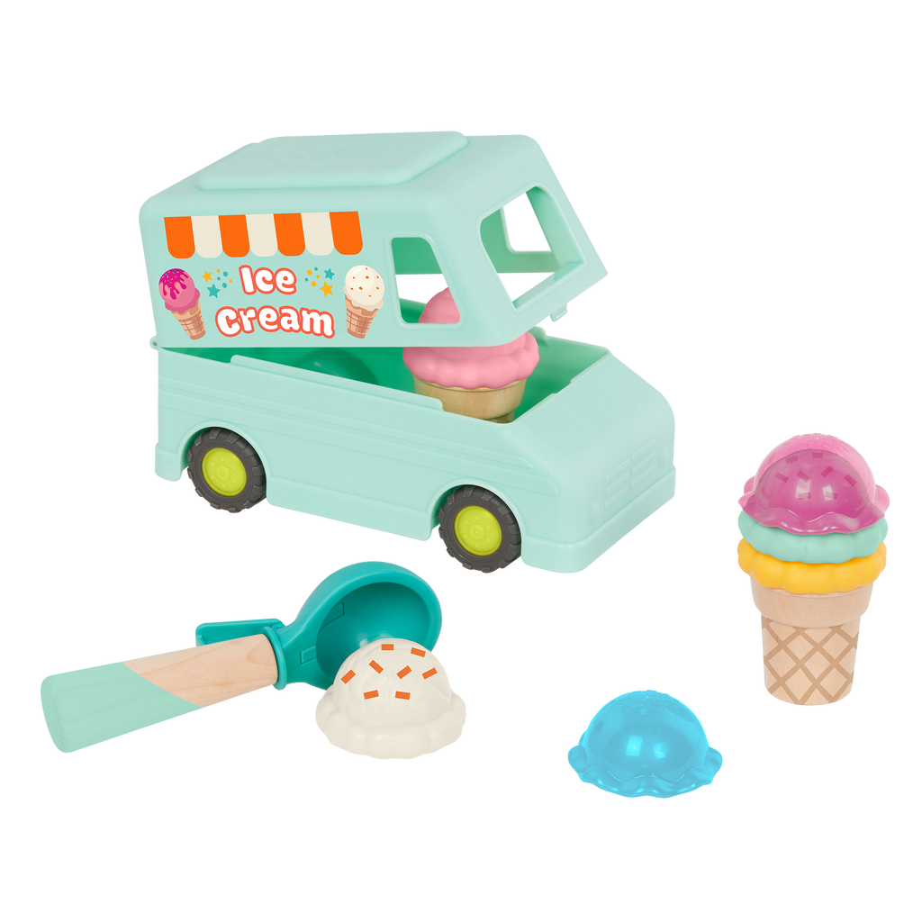 Toy ice cream truck with scoops.