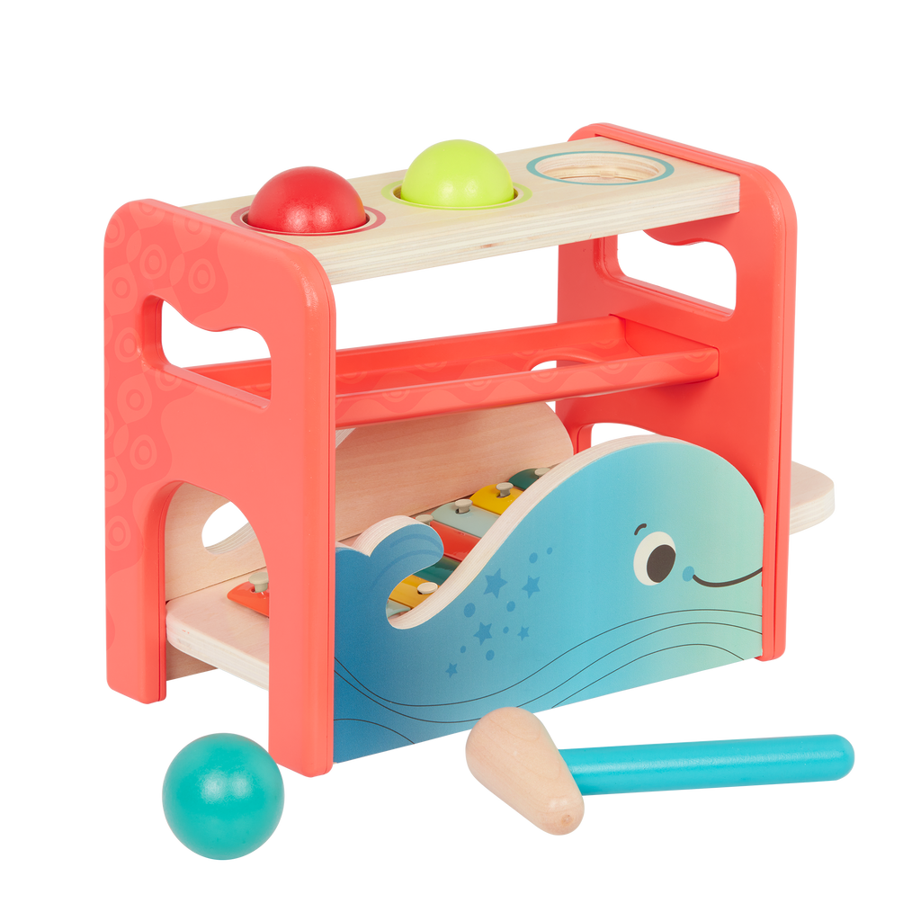 Pounding toy and xylophone.