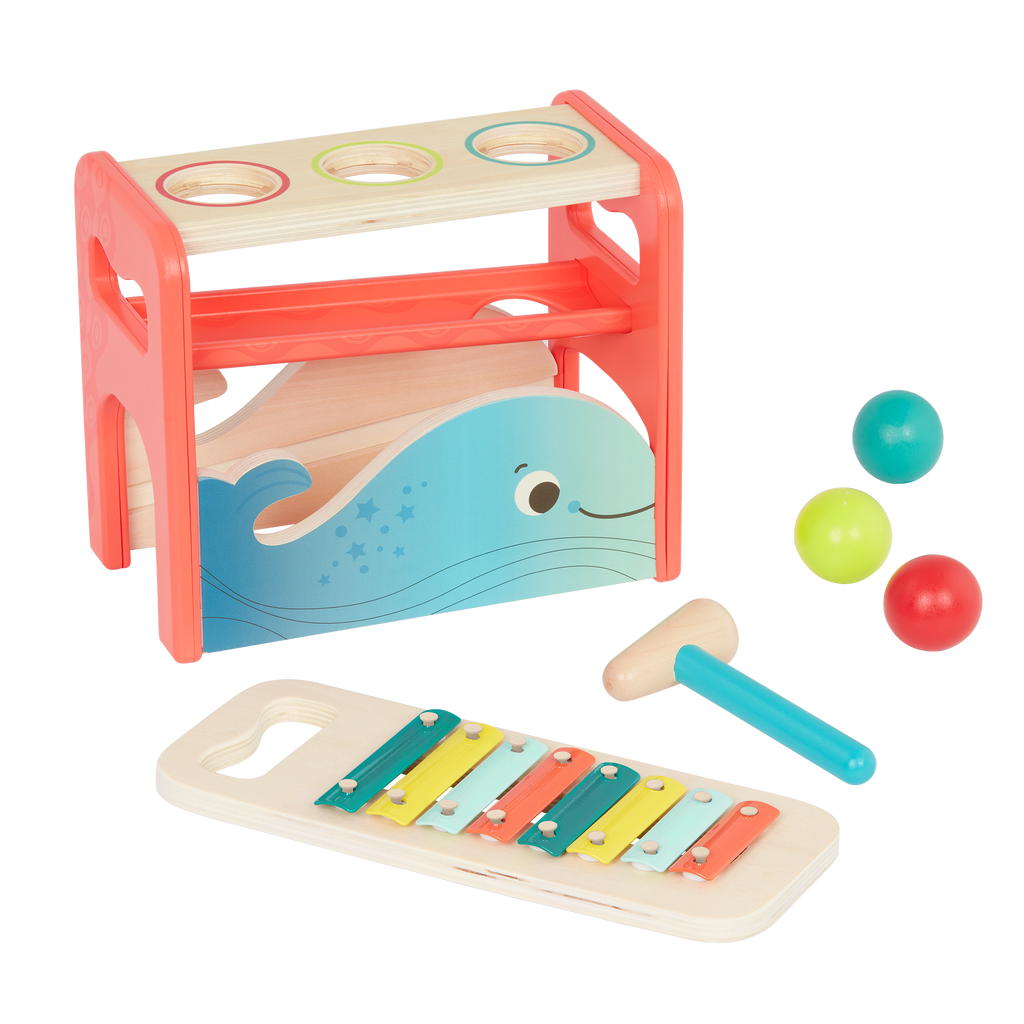 Pounding toy and xylophone.
