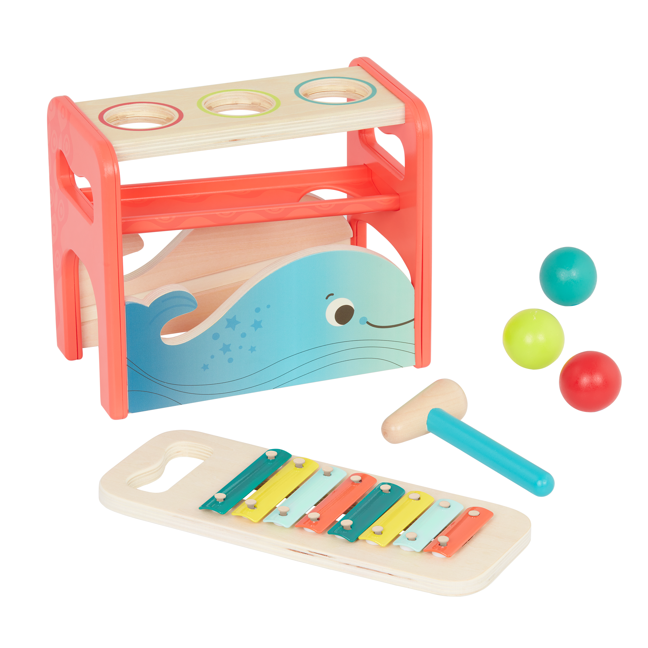Pounding toy and xylophone.