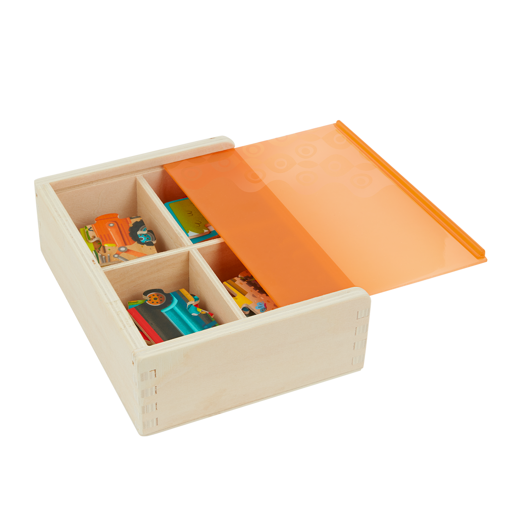 Four wooden truck puzzles.