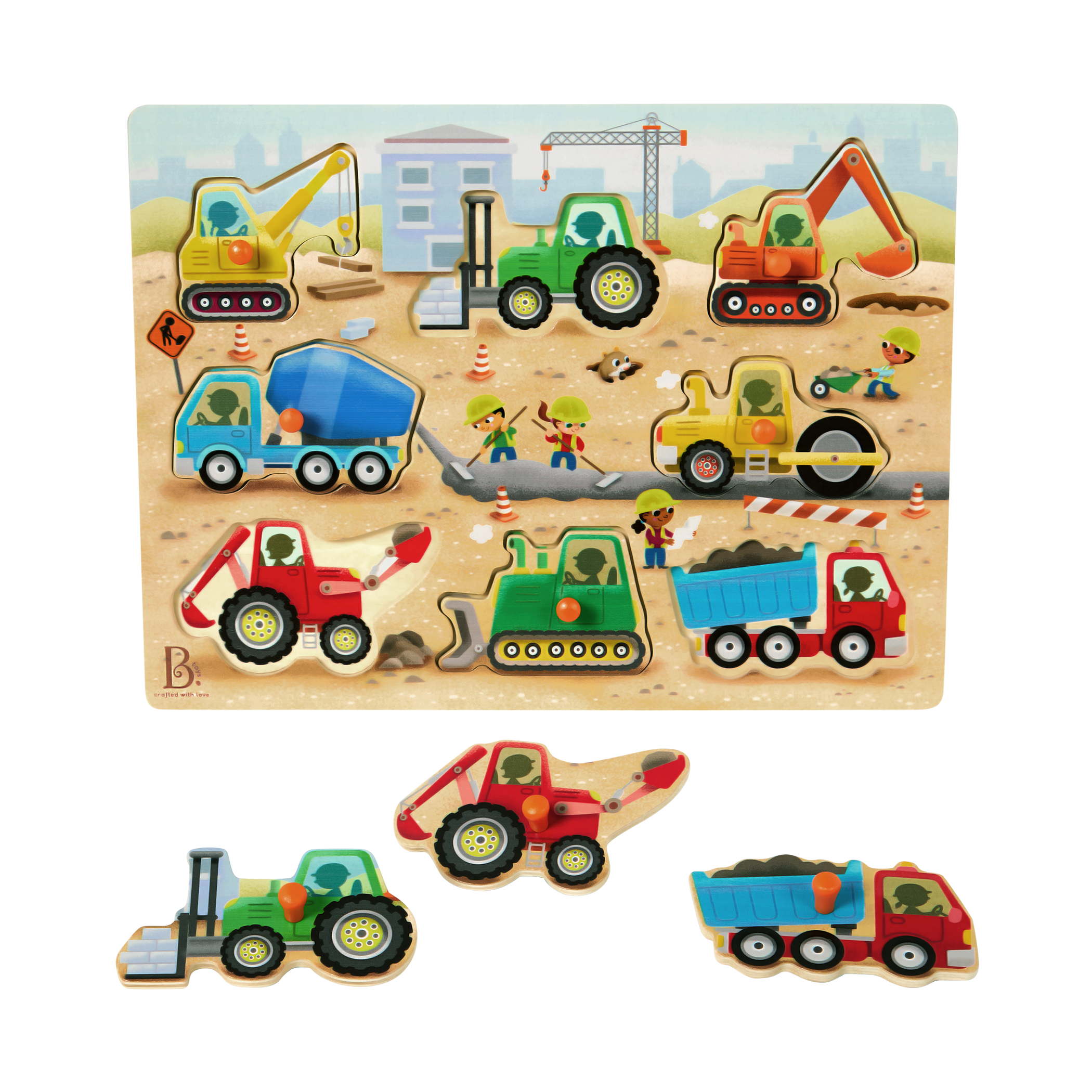 Construction and farm peg puzzles.