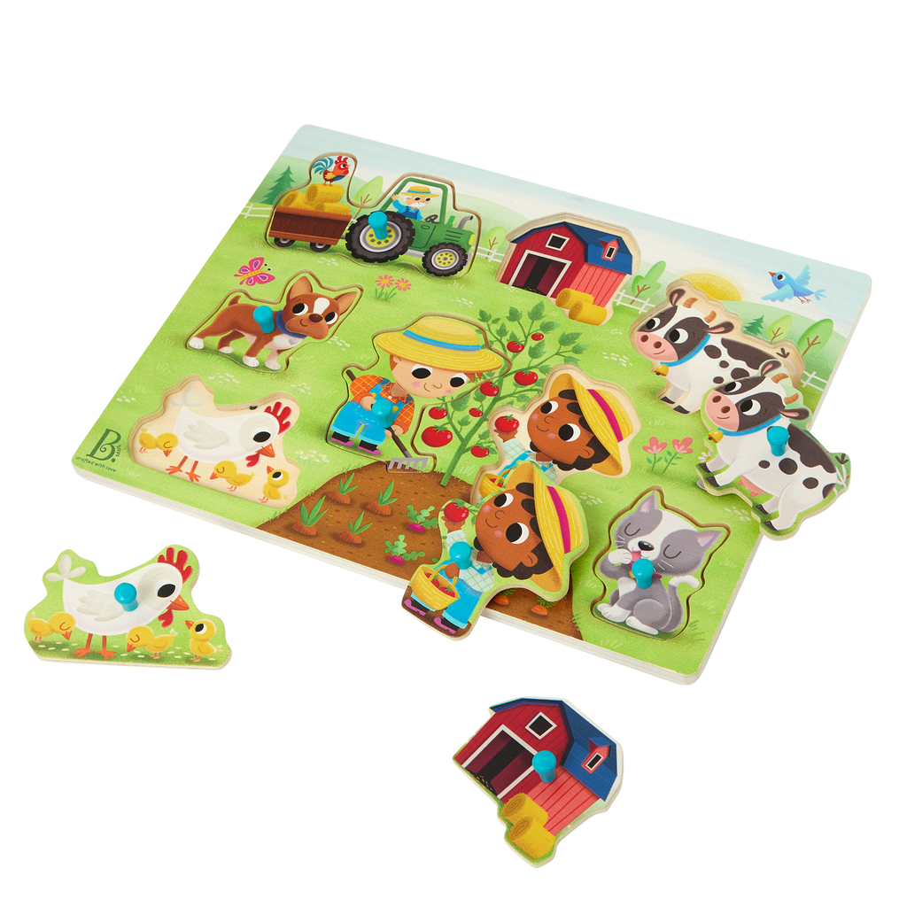 Construction and farm peg puzzles.