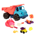 Dump truck and beach toys.