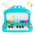 Hippo-shaped play piano for kids with 8 colorful birds.