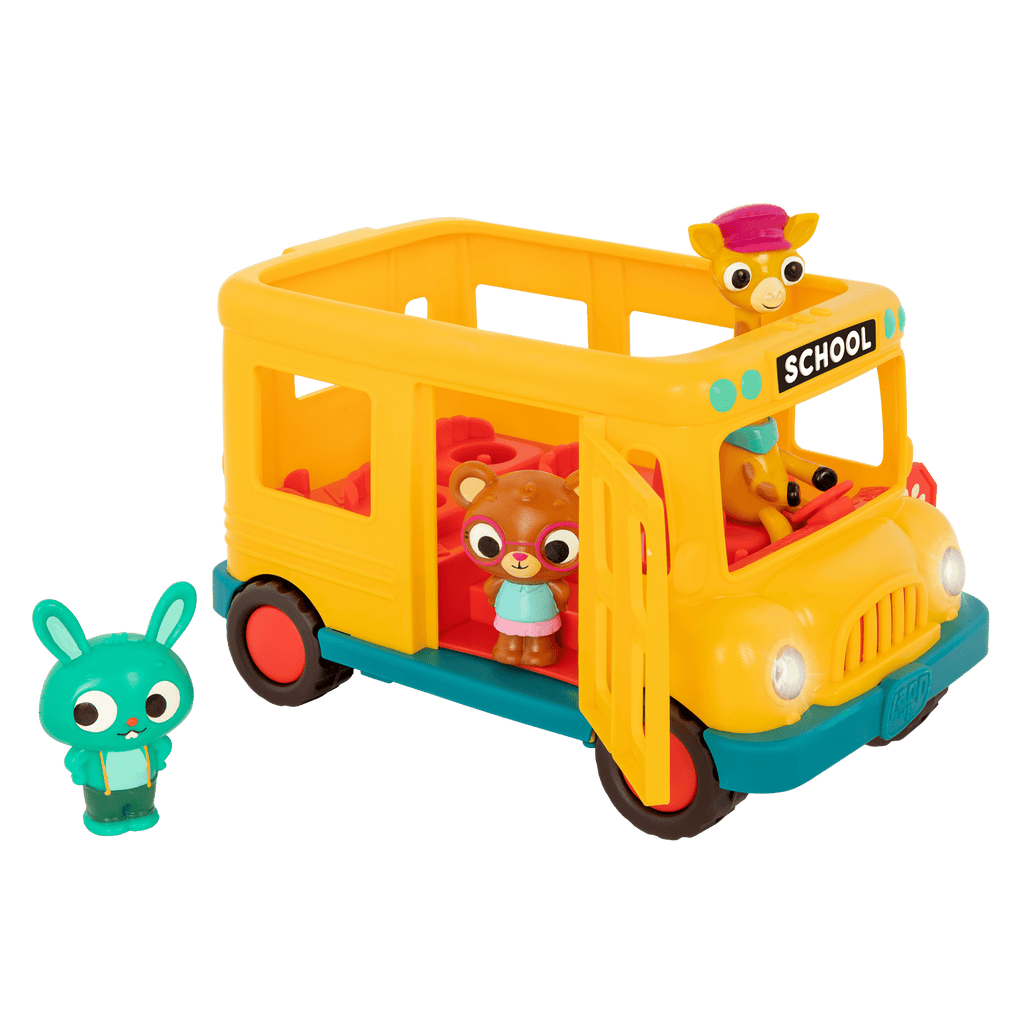 Toy school bus and characters.
