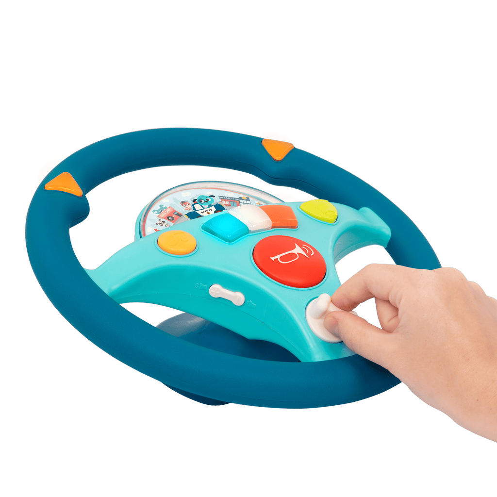 Toy steering wheel.