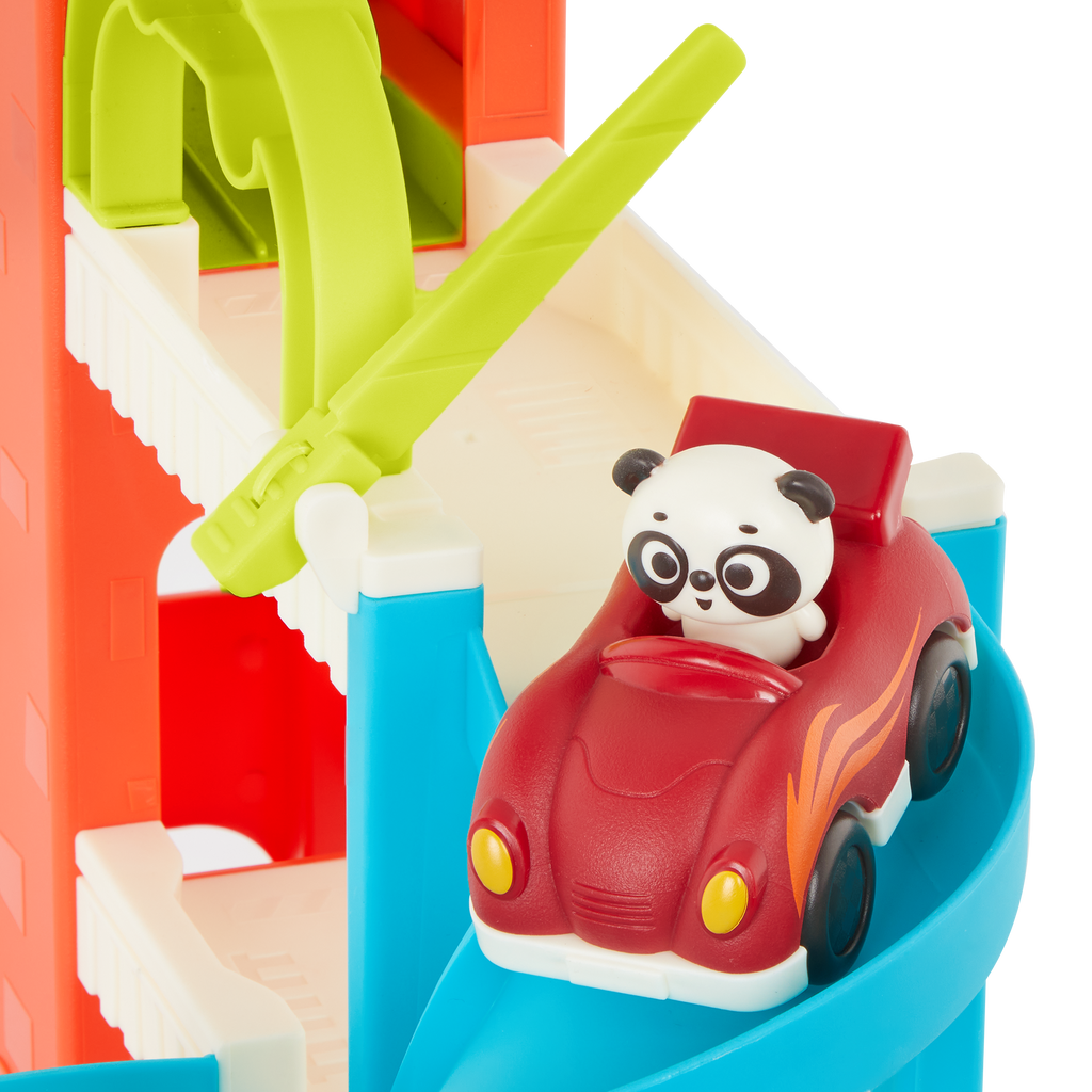 3-level garage playset with 2 toy cars