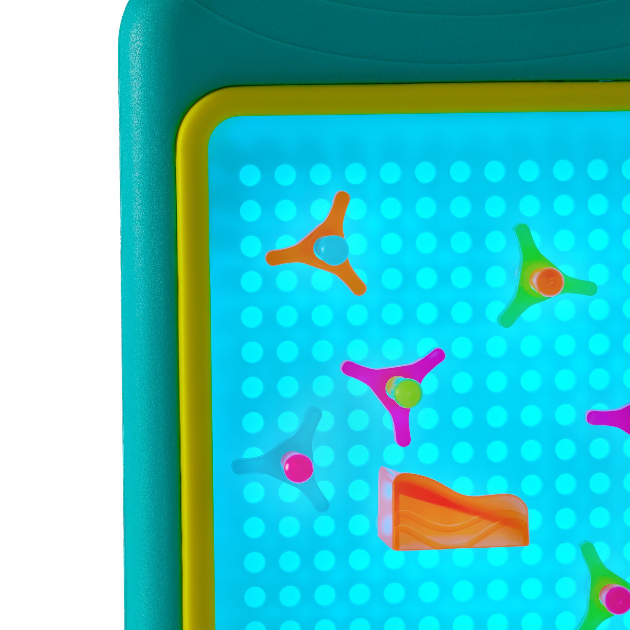 Peg board marble drop game for kids with lights and art sheets