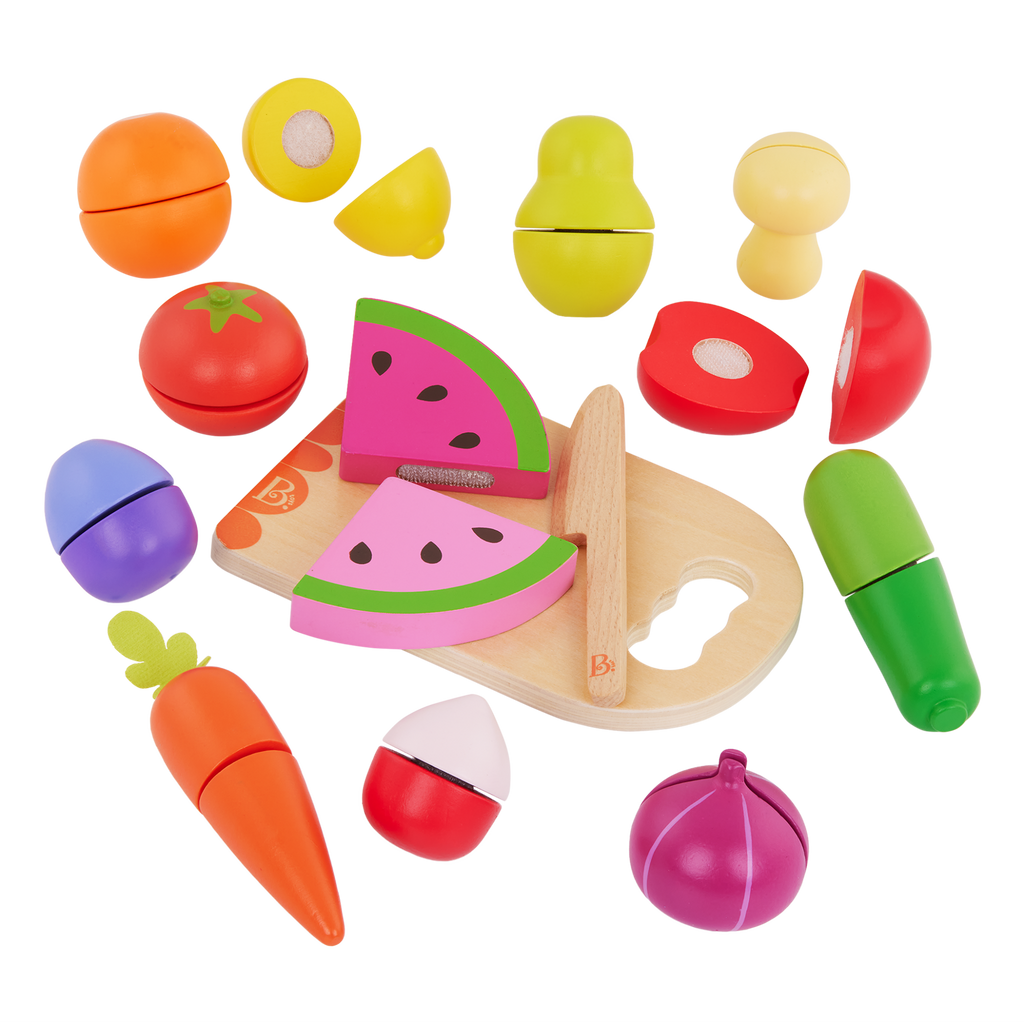 Wooden play food fruits and vegetables choppable for toddlers