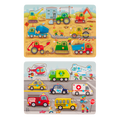 Wooden peg puzzles for toddlers trucks cars construction