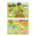 Wooden peg puzzles farm animals barn for toddlers