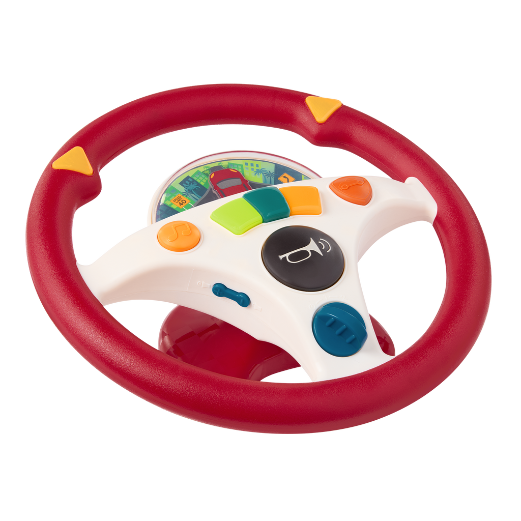 Musical steering wheel car seat toy for toddlers
