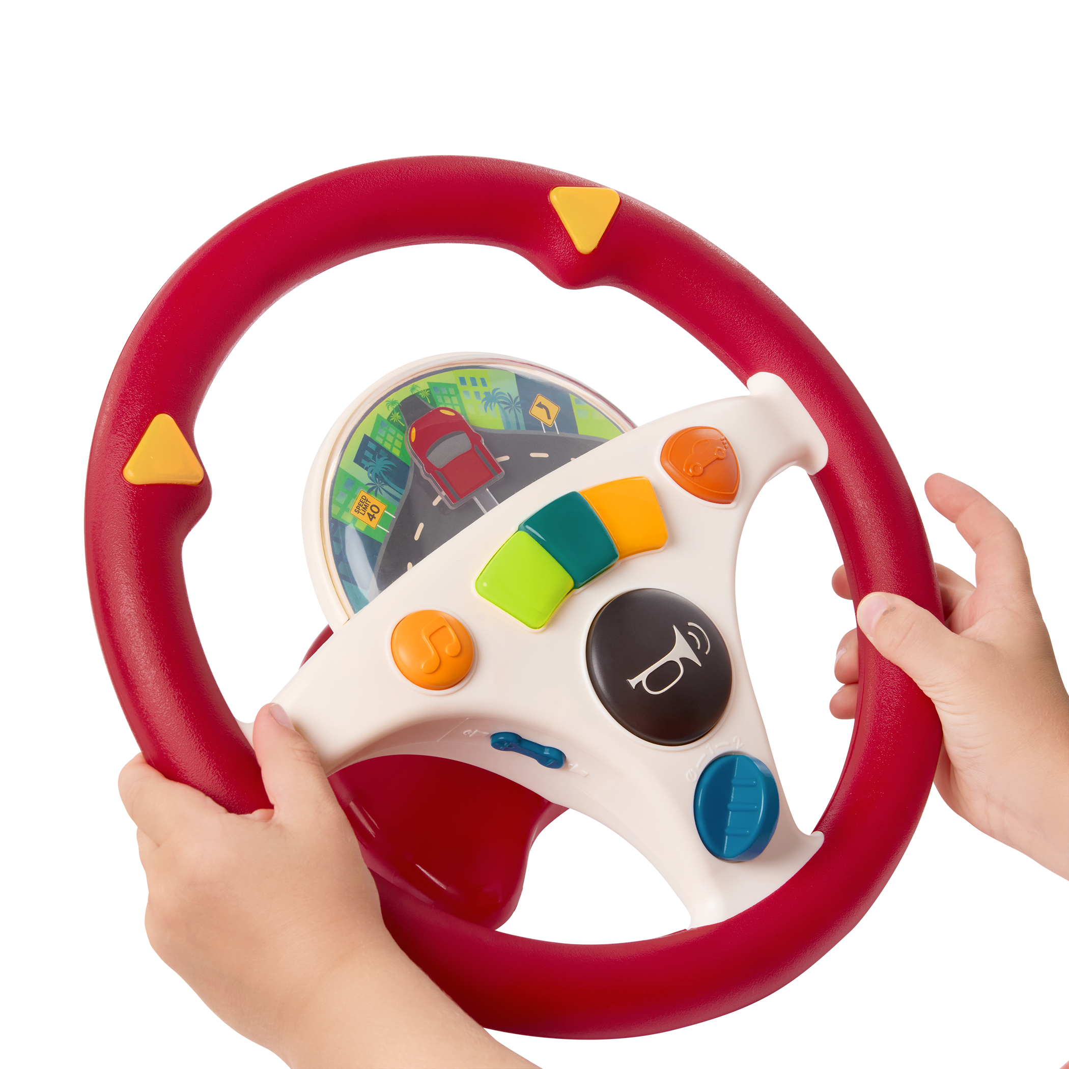 Musical steering wheel car seat toy for toddlers
