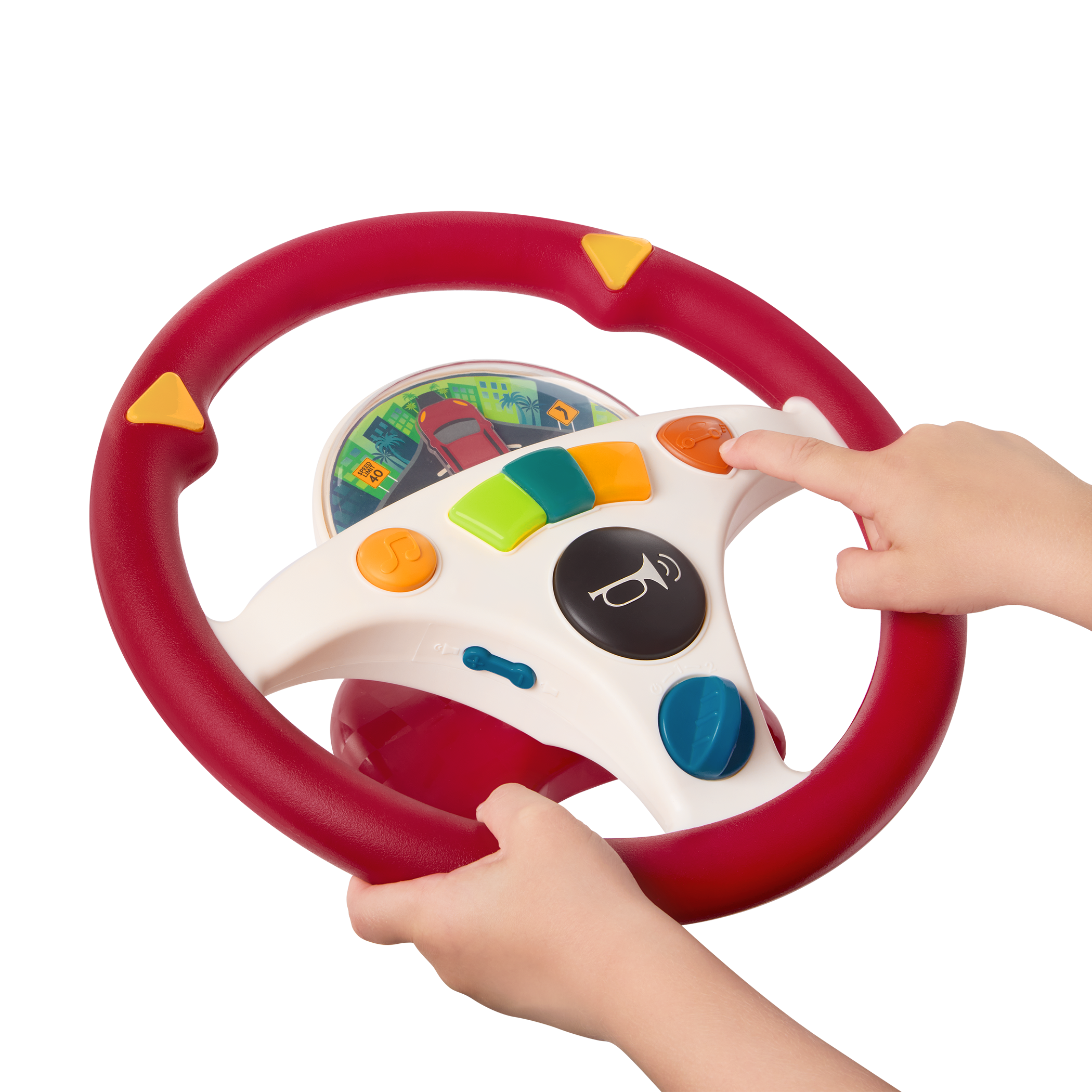 Musical steering wheel car seat toy for toddlers